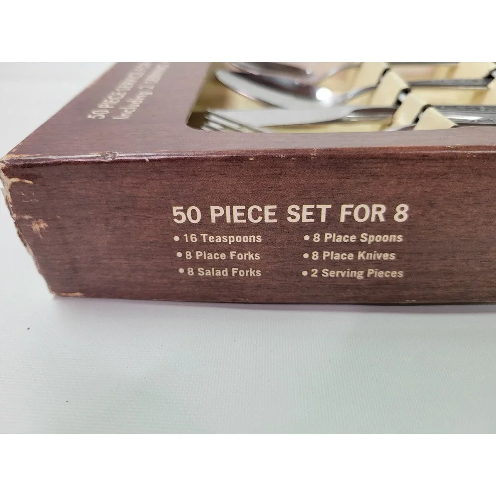 Vintage NIB Continental Gypsy Stainless Flatware 50pc‎ Service 8 Settings Japan